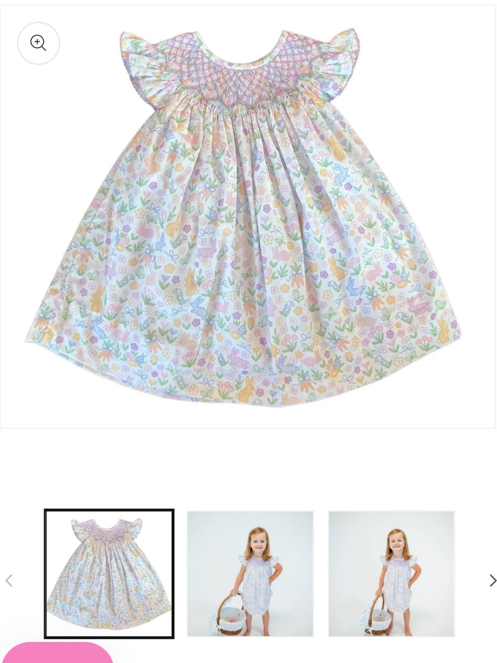(EASTER PRINT)Smocked Flutter Sleeve Dress in Pastel Floral Print